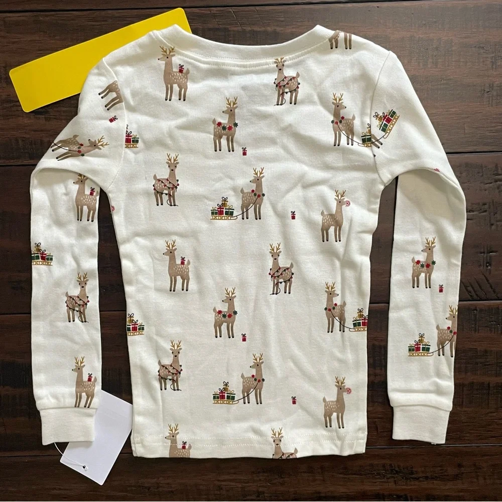 Petit Lem Reindeer Print Holiday Pajama Set NWT